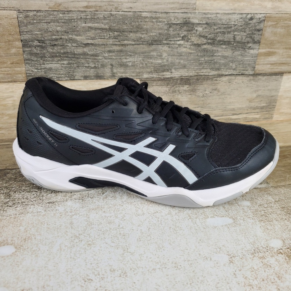 Asics GEL-Rocket 11 Mens Indoor Court Shoes Sz 9.5 Black Mesh Lace Up Sneakers
